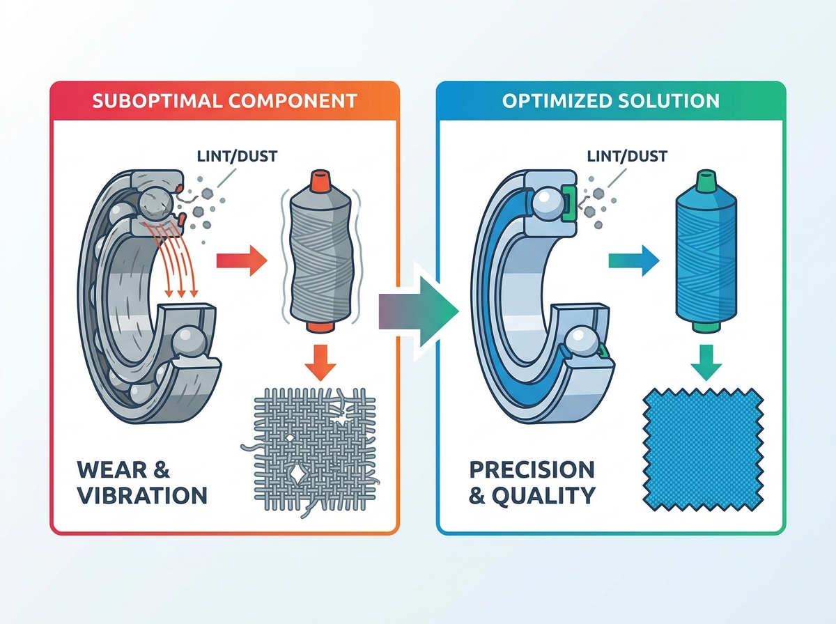 Precision bearing components inside modern textile machinery